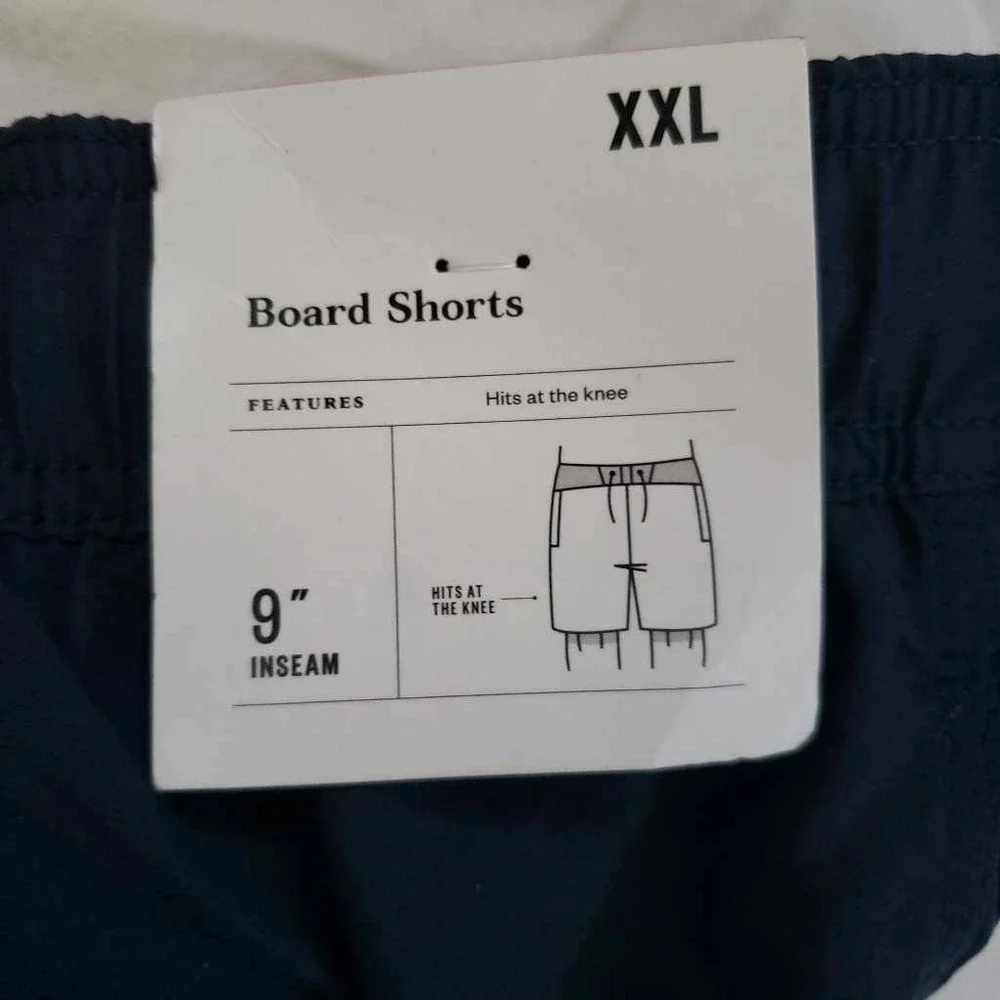 Goodfellow & Co. Mens Board Shorts Swim Trunks Blue Pocket Lace Up Waist XXL New
